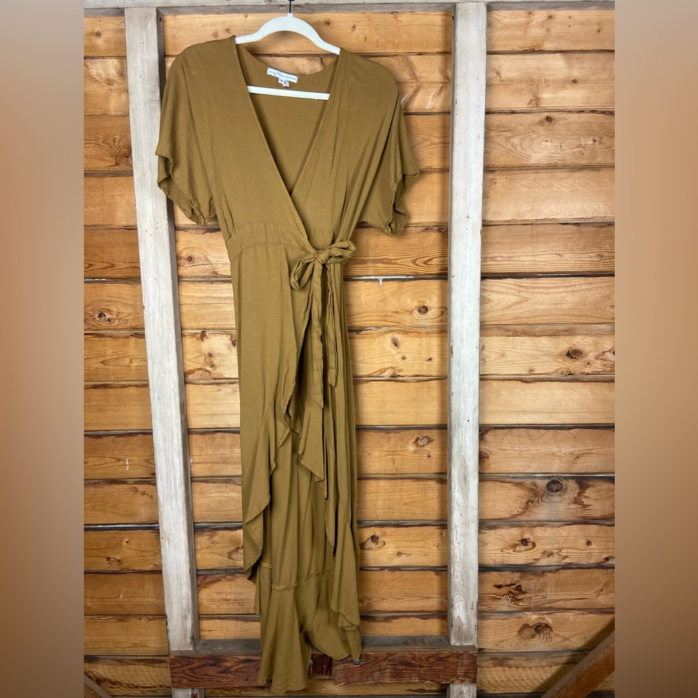 Mustard colored wrap dress